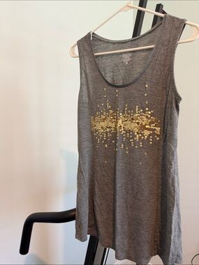 Mossimo Supply Co. Gray Tank with Gold Sequin Detail